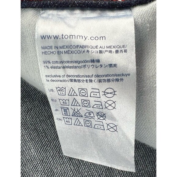 Tommy Hilfiger Mens 34x33 Selvedge Slim Leg Denim Blue Jeans Dark Wash Stretch - Picture 12 of 14